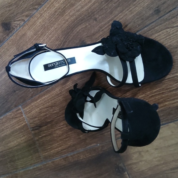 Sergio Rossi Shoes - SERGIO ROSSI Black Suede Heels w/Movable Flowers & Leaves